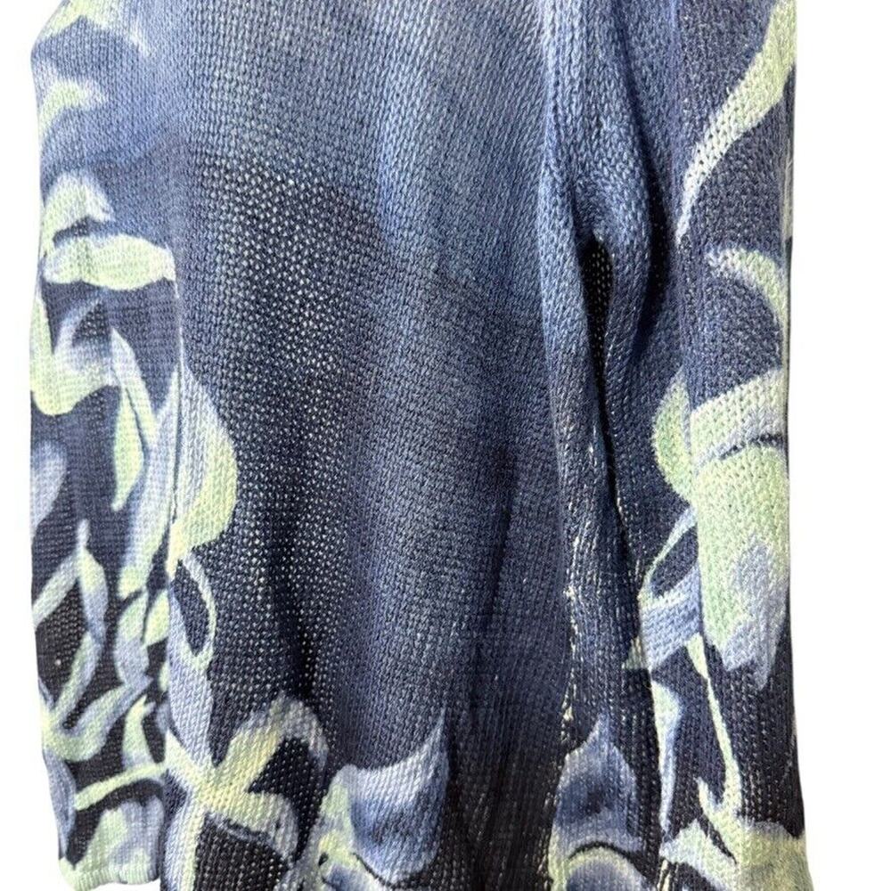 Chico's Blue Floral Print Lightweight Sweater Top - Picture 9 of 15